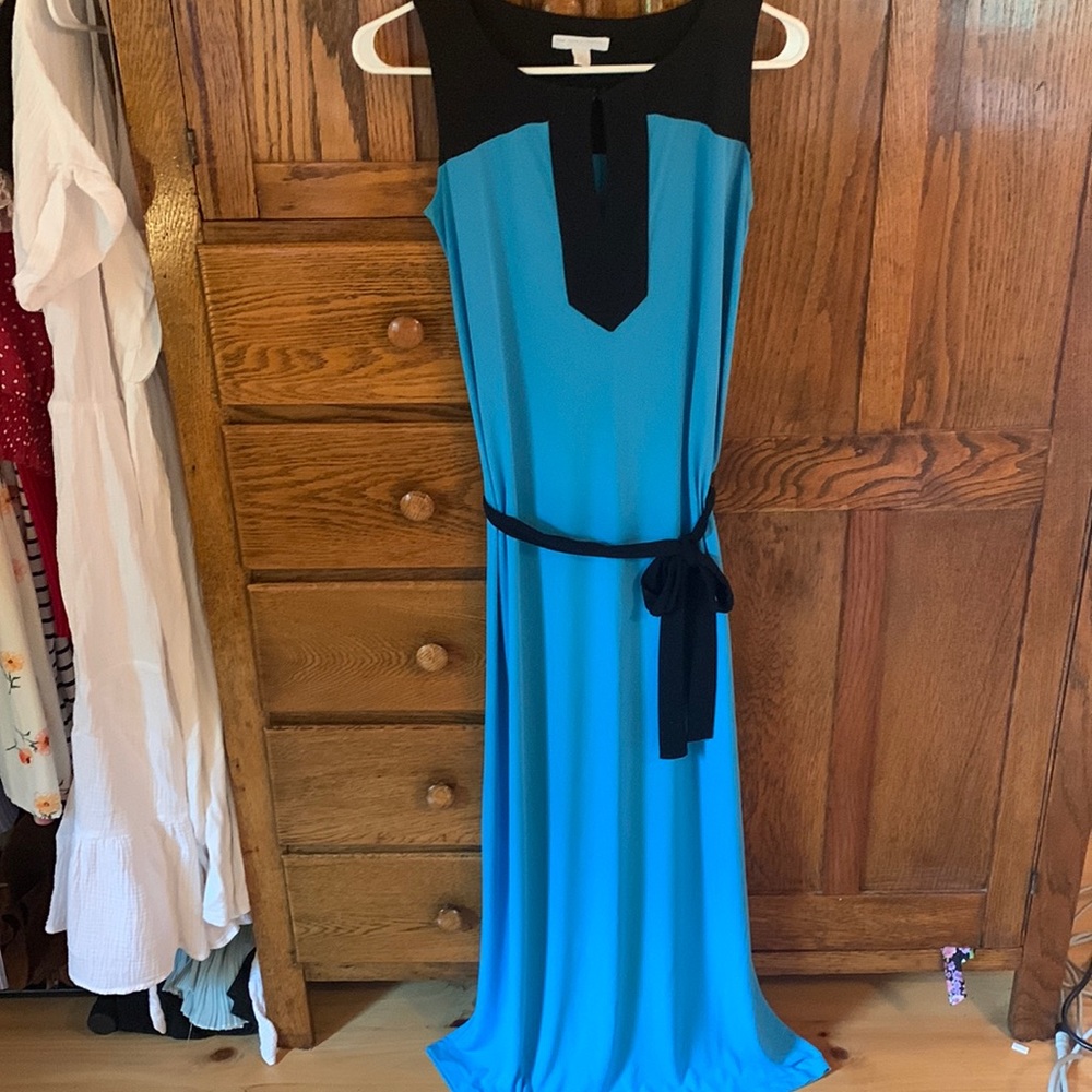 New York and Company Sleeveless Floor Length Dress| Size XS Women | Blue/Black